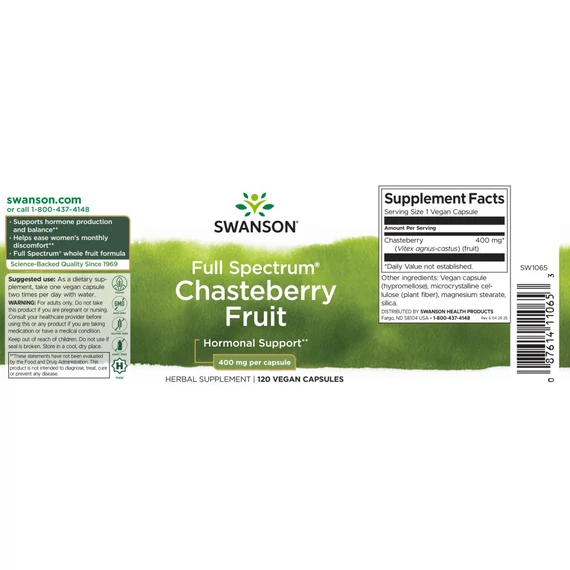Swanson Chastberry Fruit (Barátcserje gyümölcs) 400mg 120 kapszula
