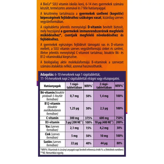 BioCo Suli Vitamin 90db rágótabletta 6-14 éveseknek
