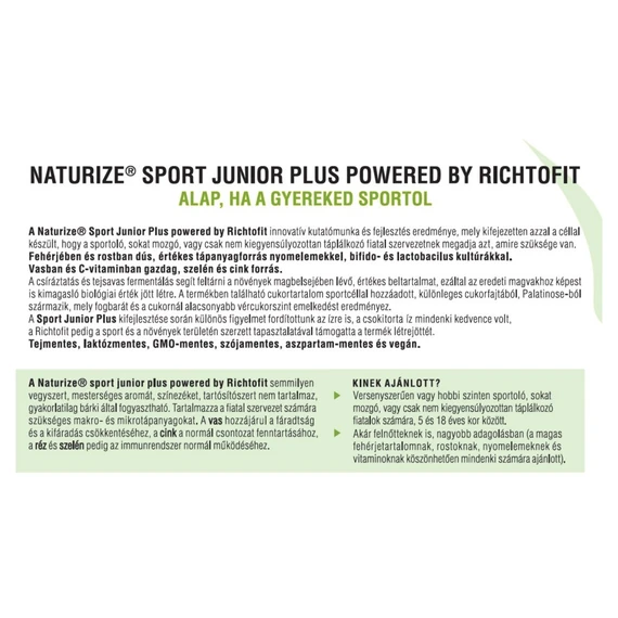 Naturize Sport Junior Plus 440g/20 adag 13 superfood, 42% fehérje, csokitorta íz