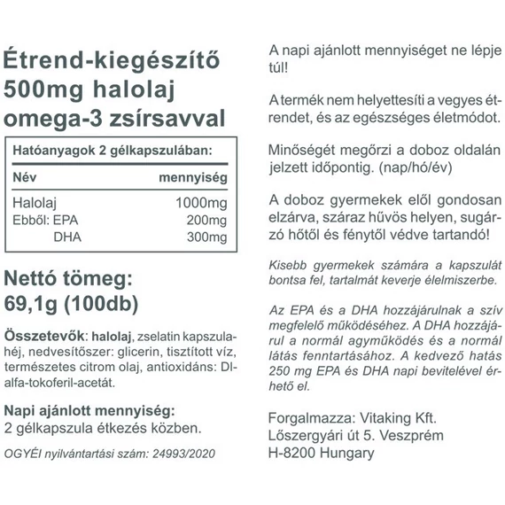 Vitaking Omega-3 Kids 500mg (100) lágykapszula