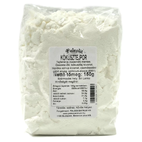 Paleolit Kókusztejpor kazeinmentes 150g Vegán, 54-55% zsírtartalommal